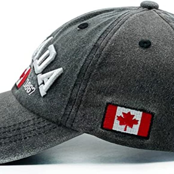 Variety To Go Canadian Baseball Hat Cap, 100% Cotton Maple Leaf Hat (2060 Gray) - Picture 5 of 7